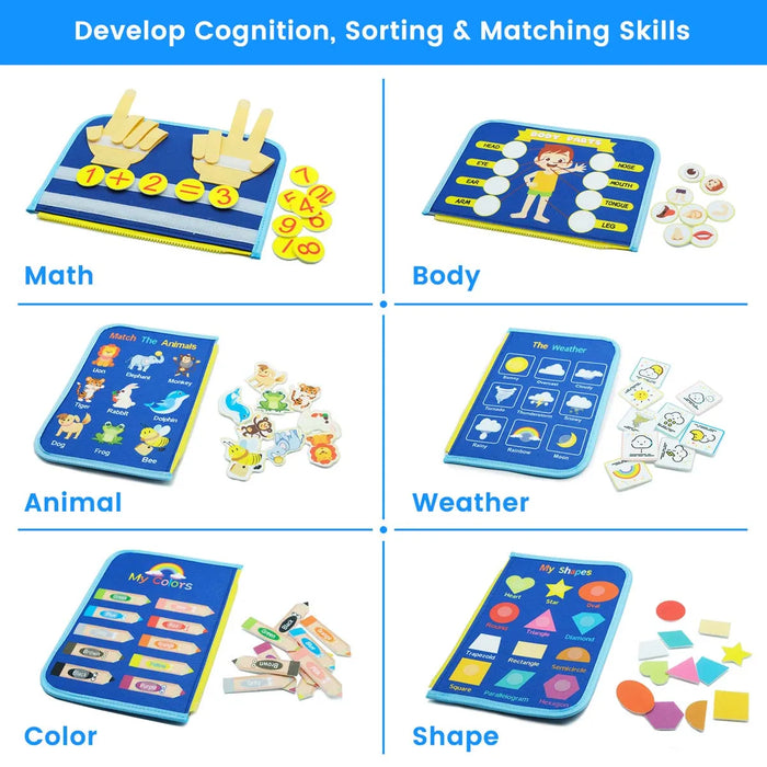 Tableau d'activités Montessori pour les tout-petits - Livre d'apprentissage sensoriel pour la maternelle, développe la motricité fine et l'éducation précoce