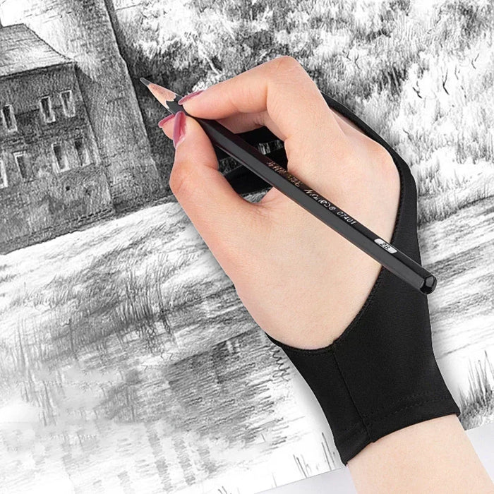 Guantes para dibujar con dos dedos S/M/L, anticontaminación táctil para tableta, Tafel Digital, pantalla táctil, pintura al óleo, suministros de arte de oficina