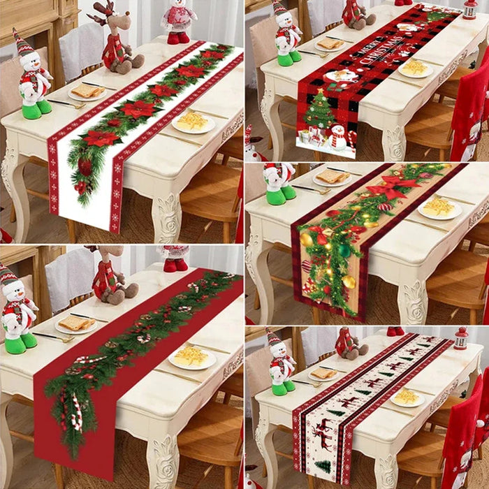 Mantel navideño con motivo para mesa festiva - Decoración navideña para el hogar 2024 - Adornos navideños y regalo de Año Nuevo 2025