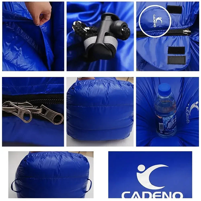 Sac de couchage d'hiver en duvet d'oie pour usage extérieur - Portable et compressible pour le camping et le trekking