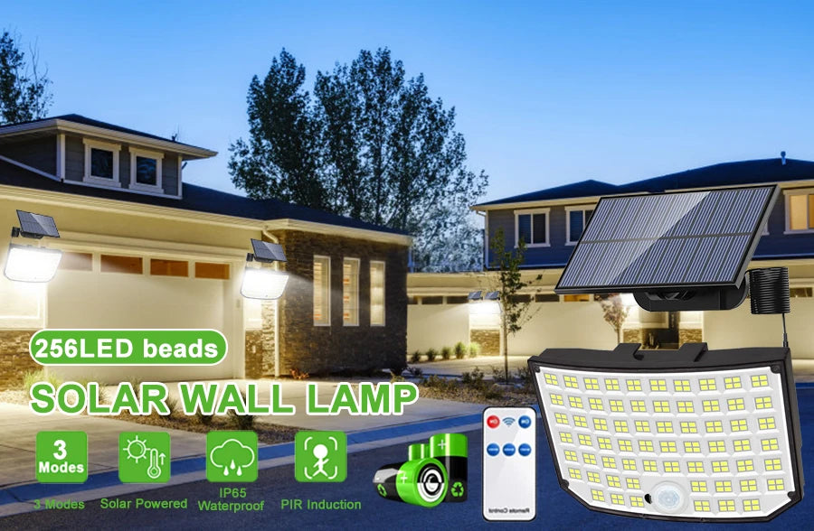 Luces de ventilador al aire libre 328/348 LED Sensor de movimiento súper ligero integrado potencia fuerte IP65 impermeable 3 modos de trabajo pared de jardín