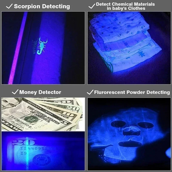 Portable 395nm UV LED Flashlight for Detecting Pet Urine, Scorpions, and Women's Hygiene