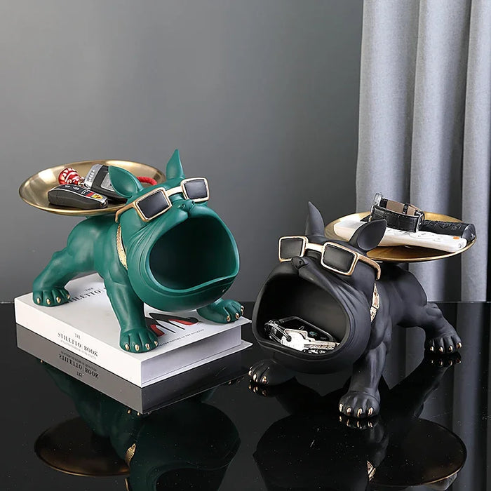 Elegante estante de almacenamiento y llaves Bulldog: decoración multifuncional con estilo