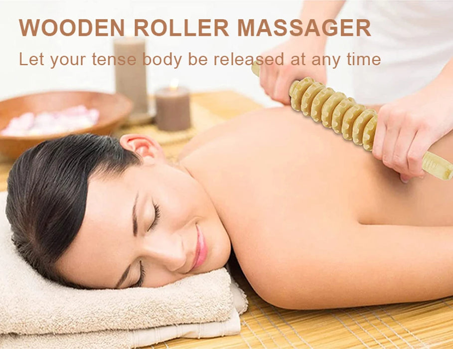 Holz-Therapie-Roller-Massagegerät für Cellulite und Körperformung – Lymphdrainage und Gewichtsverlust-Massagestab