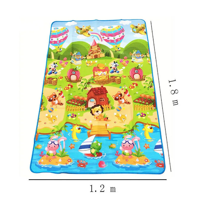 Kinderspielmatte 180x120x0,3 cm - Krabbelmatte zum Spielen und Betätigen, wasserabweisende, weiche Bodenmatte für drinnen und draußen.