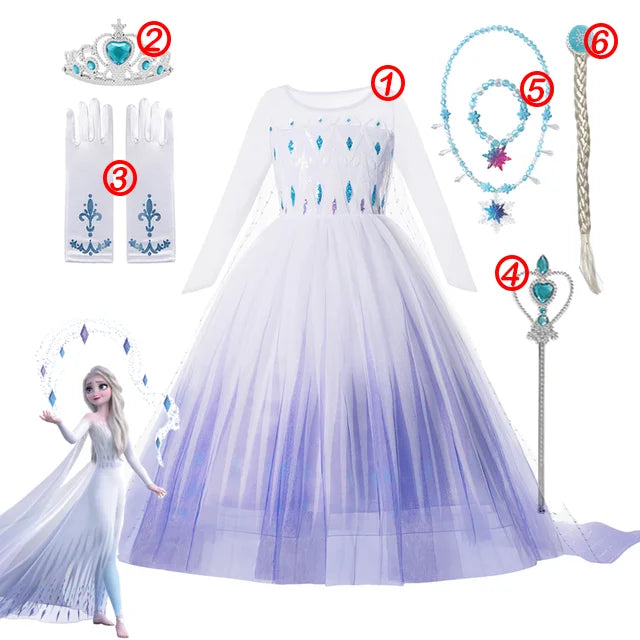 Disney Frozen Vestido para Niña - Vestido de Princesa con Lentejuelas y Red para Carnaval Cosplay de Blancanieves Reina Elsa y Anna