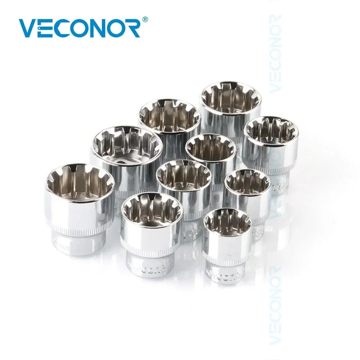 Accesorios para herramientas de trinquete, broca de llave de 12 puntos con accionamiento cuadrado de 3/8 ", 6 a 24mm, CRV