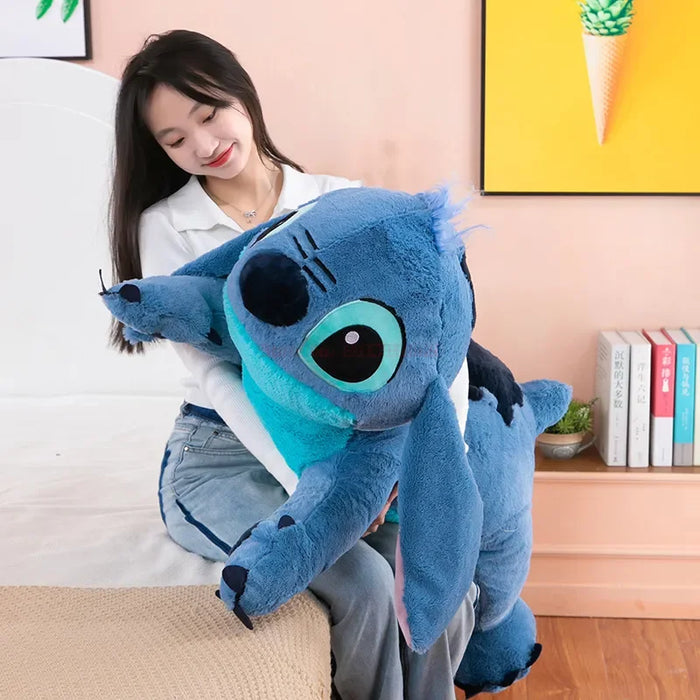 Disney 45/60/80cm Stitch Animal relleno Lilo & Stitch muñeca de hielo suave almohada suave soporte propenso azul oscuro/claro Linda Idea de regalo