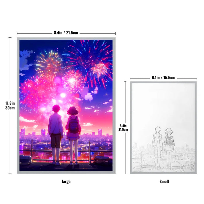 Luz LED nocturna de humor para regalo, lámpara de cómic de pareja de anime, decoración de habitación, lámpara de fuegos artificiales a la luz de la luna, lámpara de noche