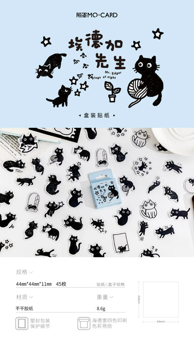 45 autocollants chat noir Kawaii - autocollants charmants pour scrapbooking, agenda et planificateur