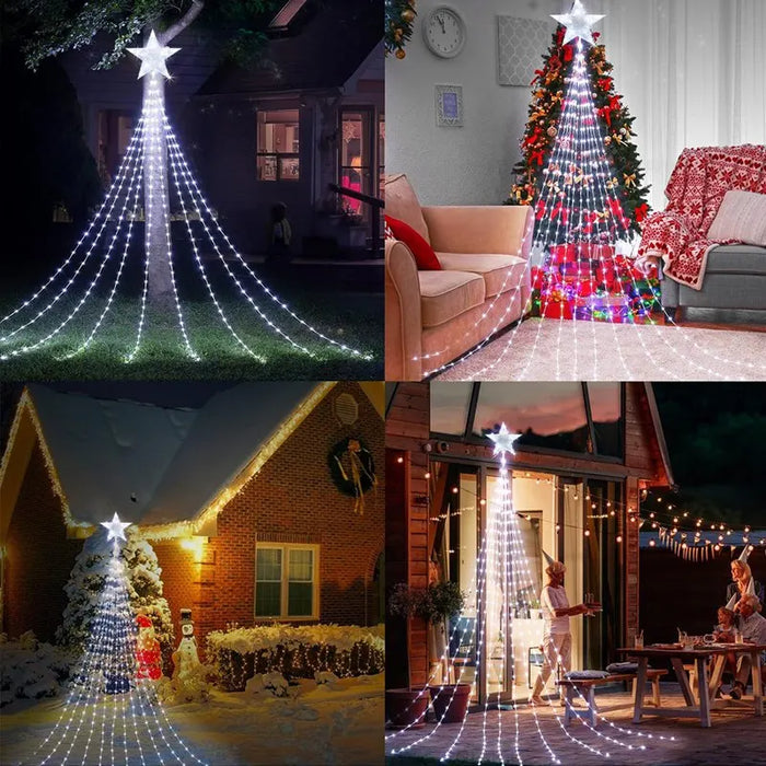 LED-Sternenfall-Lichter, Weihnachtsdekorationen, Lichtergirlanden, Weihnachtsbaumanhänger für Zuhause, 2024, Navidad, Natal, Neujahr 2025