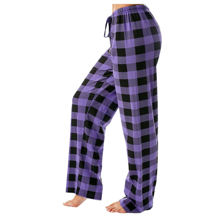 Pantalon de pyjama de noël à carreaux pour femmes, pour l'automne et l'hiver, pantalon à jambes larges à la mode pour un Style de rue décontracté