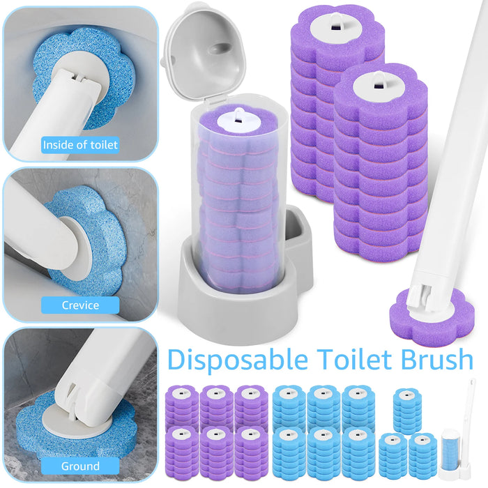 Têtes de brosse de toilette jetables, Kit de nettoyage hygiénique à long manche, 18/36 pièces, accessoires de toilette