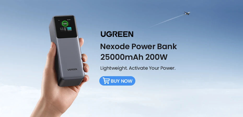 UGREEN Power Bank Portátil 25000mAh con Carga Rápida de 140W para Laptop y Xiaomi 13, Batería Externa con Pantalla Digital