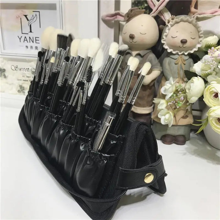 Ultimate Makeup Brush Travel Set - 29 Compartment Waterproof and Collapsible Organizer for Women