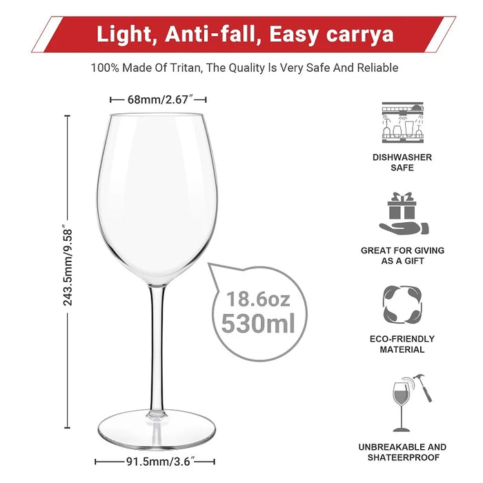 MICHLEY 2/4/6 pièces verres à vin en plastique Tritan Premium Transparent indestructible maison Camping fête tasses à vin rouge et jus outils de Bar