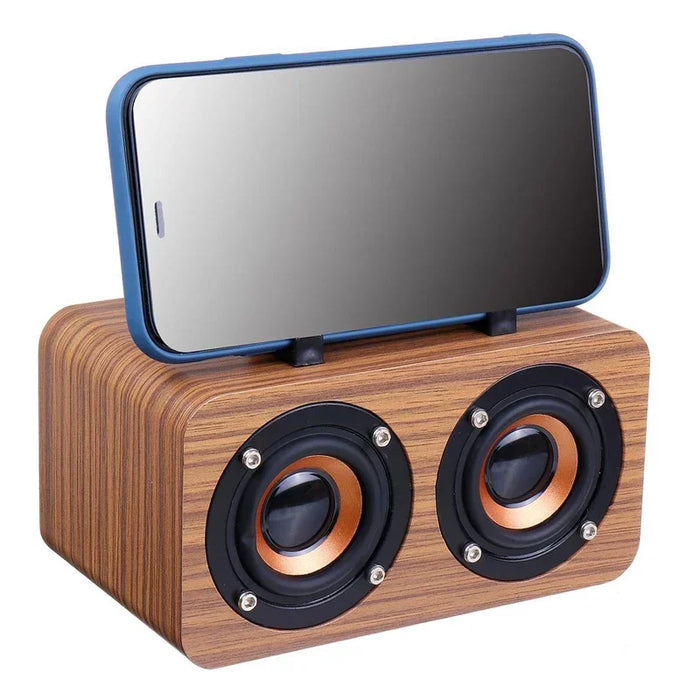 Kabellose Holzlautsprecher mit Doppel-Subwoofer und Bluetooth, tragbarer MP3-Player mit TF-USB für Zuhause