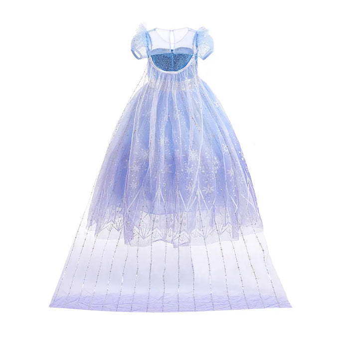 Vestido de juego de rol de Elsa de Disney con luces para niños - Halloween, Carnaval congelado, Vestido de cumpleaños para niñas, Chaleco brillante