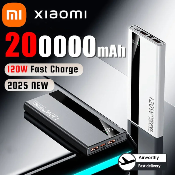 Xiaomi-Banco de energía de 200000mAh, 120W, carga súper rápida, pantalla Digital de alta capacidad, para iPhone, Samsung, Huawei