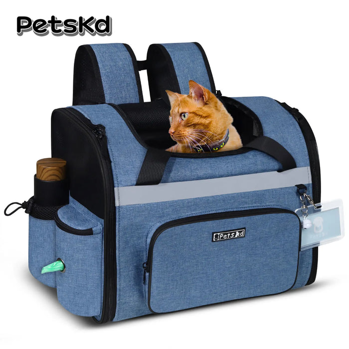 Petskd Pet Backpack - Approved by Southwest Airlines for Cat and Small Dog Travel with Security Lock and Zipper