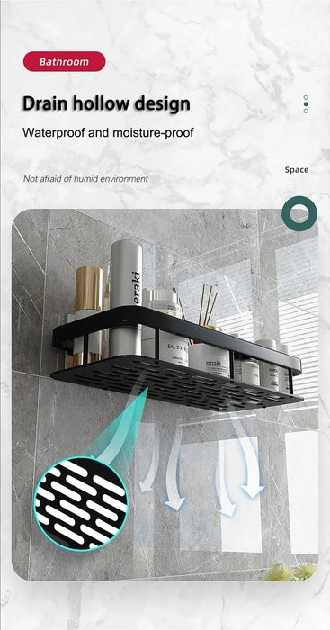 Sleek Set of 2 Wall-Mounted Corner Shelves in Space Aluminum for the Bathroom – Ideal for Shampoo and Shower Essentials