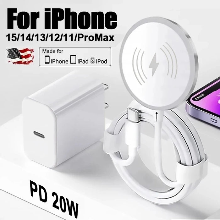 Cargador inalámbrico magnético PD 20W para Magsafe iPhone 15 14 13 12 11 Pro Max X XS XR 8 Plus USB C estación de carga rápida