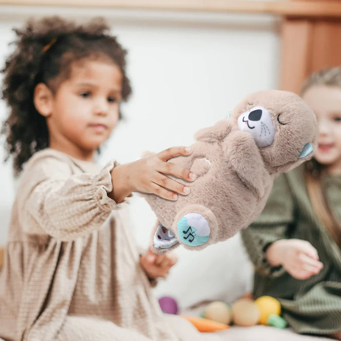 Nutria que respira, juguete musical de peluche para dormir y jugar, nutria con sonido ligero, regalos sensoriales innovadores para bebés