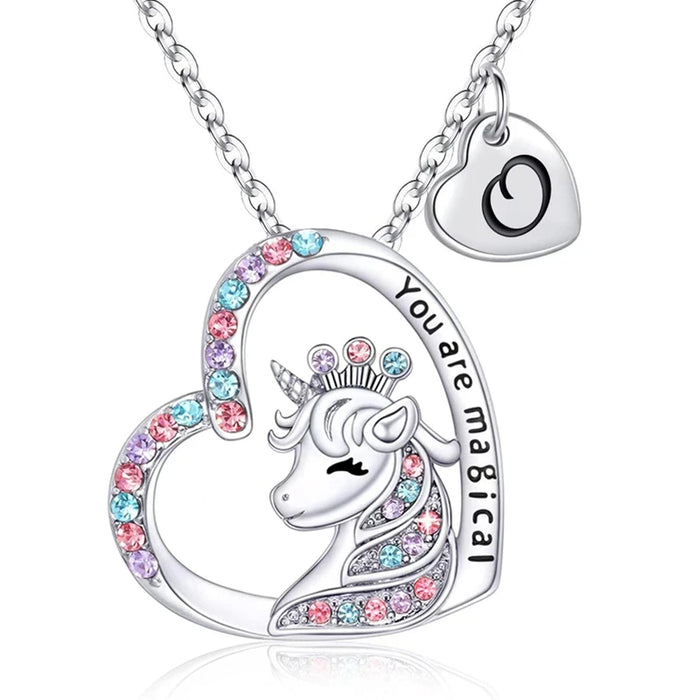 Collar con letra inicial de unicornio mágico: regalo de cumpleaños perfecto para niñas