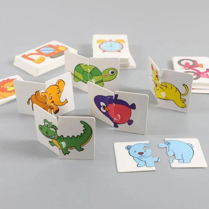 32 cartes flash et puzzles colorés – Modèles d'apprentissage et ludiques pour les enfants