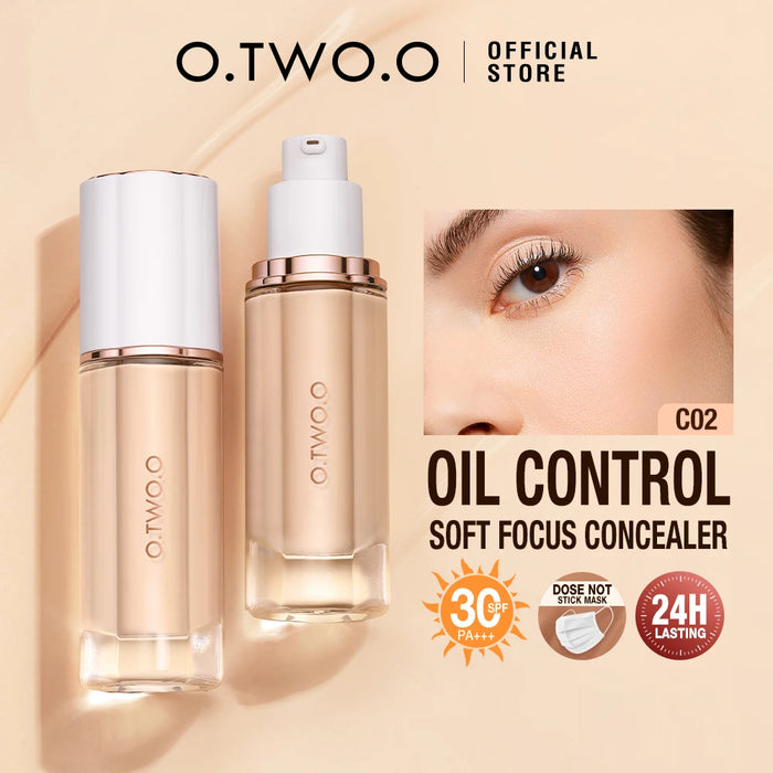 O.TWO.O Flüssige Foundation für das Gesicht, 30 ml, Make-up-Basis mit hoher Deckkraft, Sonnenschutz, LSF 30, wasserdichter Concealer, Make-up-Foundation