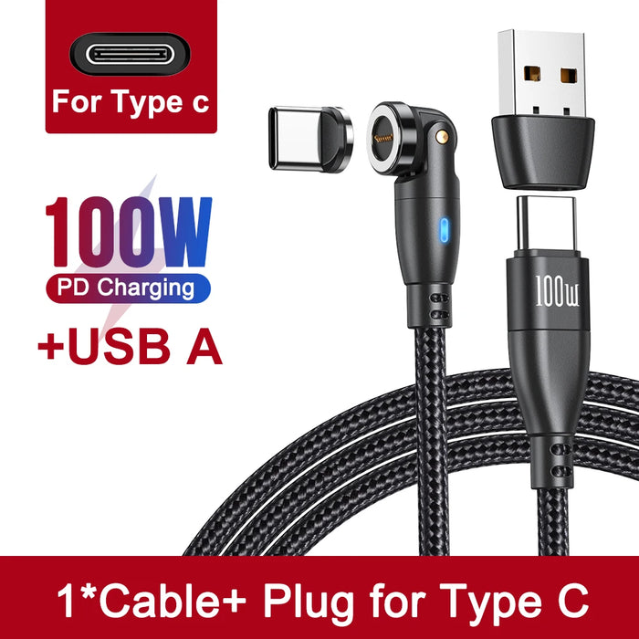 Cable magnético USB C de AUFU 5A para carga rápida de 100W para iPhone, Samsung, Huawei y computadora portátil