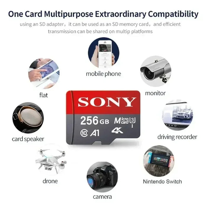 SONY Tarjeta Micro SD Mini Memoria Clase 10 32GB 64GB 128GB 256GB U3 4K Memoria Flash de Alta Velocidad TF Mecard C10