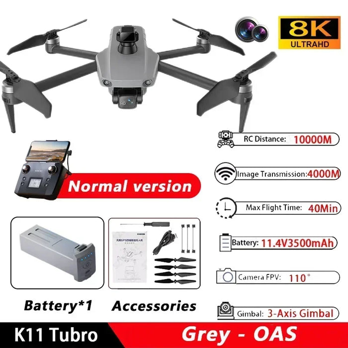 K11 Tubro GPS Drone profesional 8K vídeo HD cámara Dual fotografía aérea 360 ° evitación de obstáculos sin escobillas Quadcopter RC Juguetes