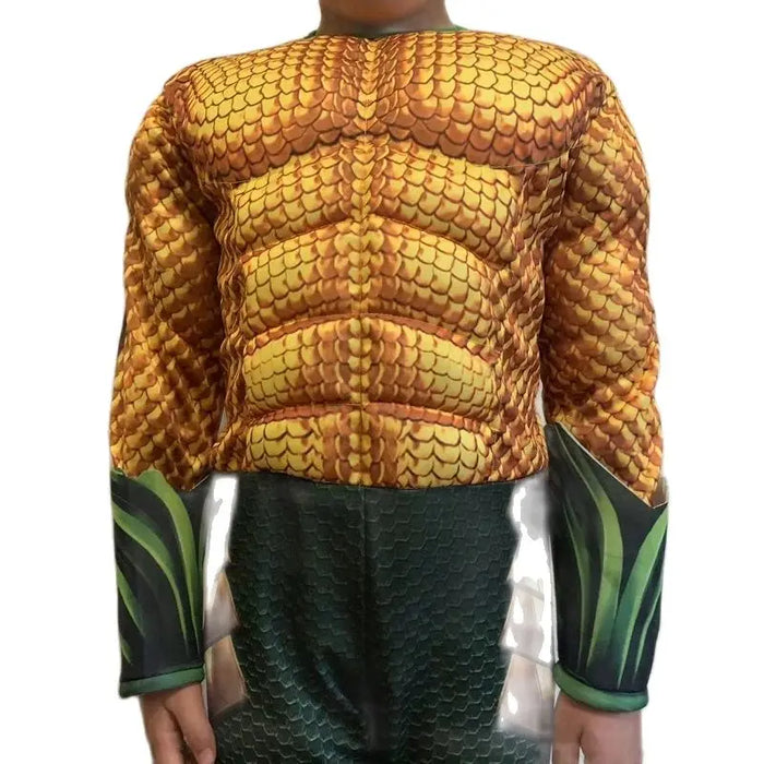 Costumes d'anime d'halloween pour enfants, Costume de Cosplay musculaire Aquaman or océan pour garçons, combinaisons de jeu de rôle de carnaval de super-héros pour enfants