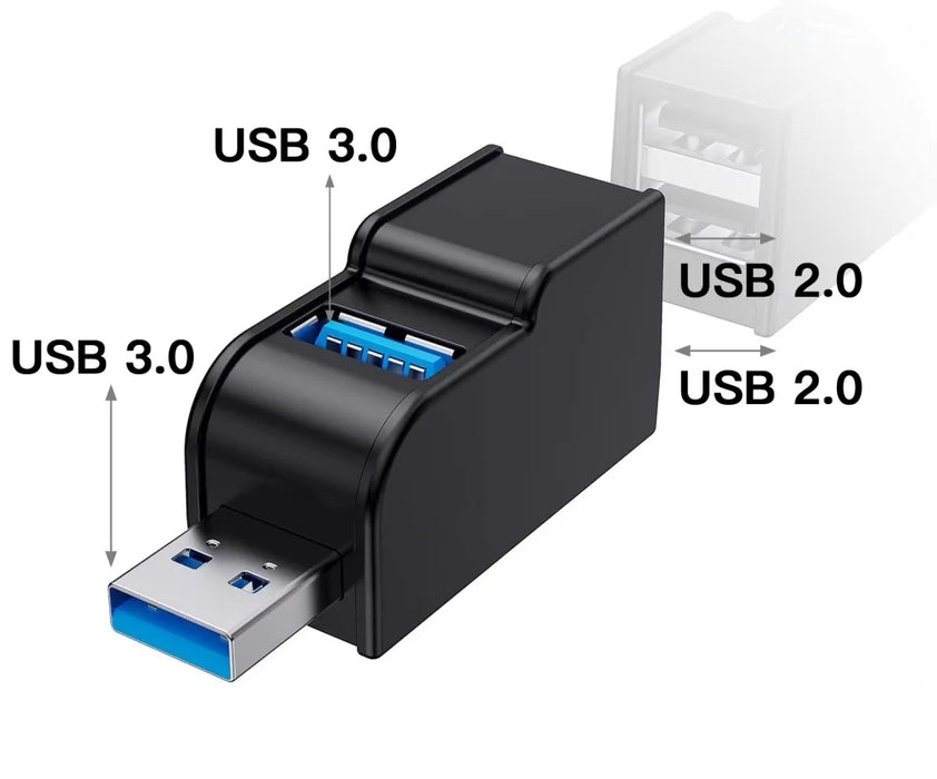 Getatek USB 3,0 HUB adaptador extensor Mini caja divisora ​​1 a 3 puertos USB 2,0 de alta velocidad para PC portátil lector de tarjetas de disco U