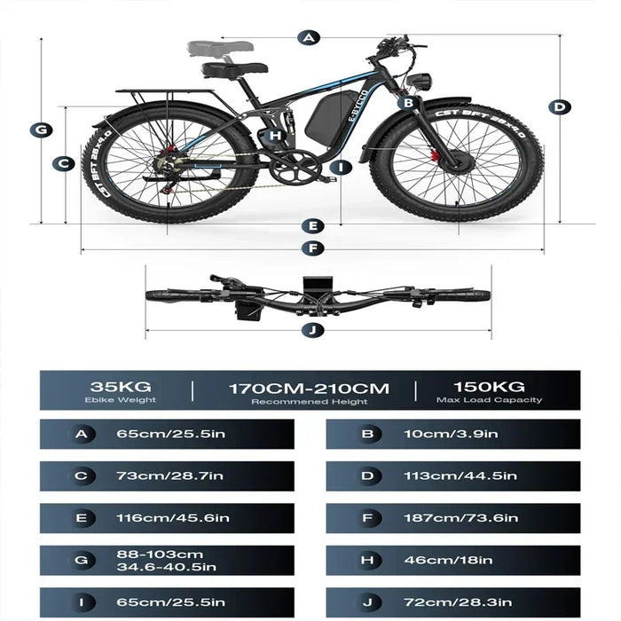 EB7Pro Elcykel 3000W Doppelmotor 52V23AH Lithiumbatterie City Cycle 26*4,0 für Fahrrad-Mountainbike