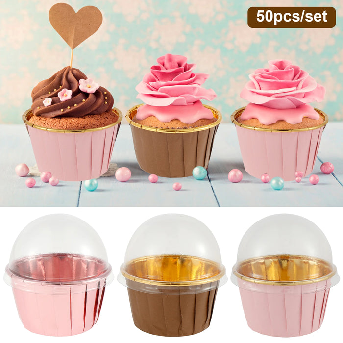 50 Stück hitzebeständige Aluminium-Cupcake-Dosen mit Deckel – perfekt für festliche Anlässe und Hochzeiten, 5,5 oz