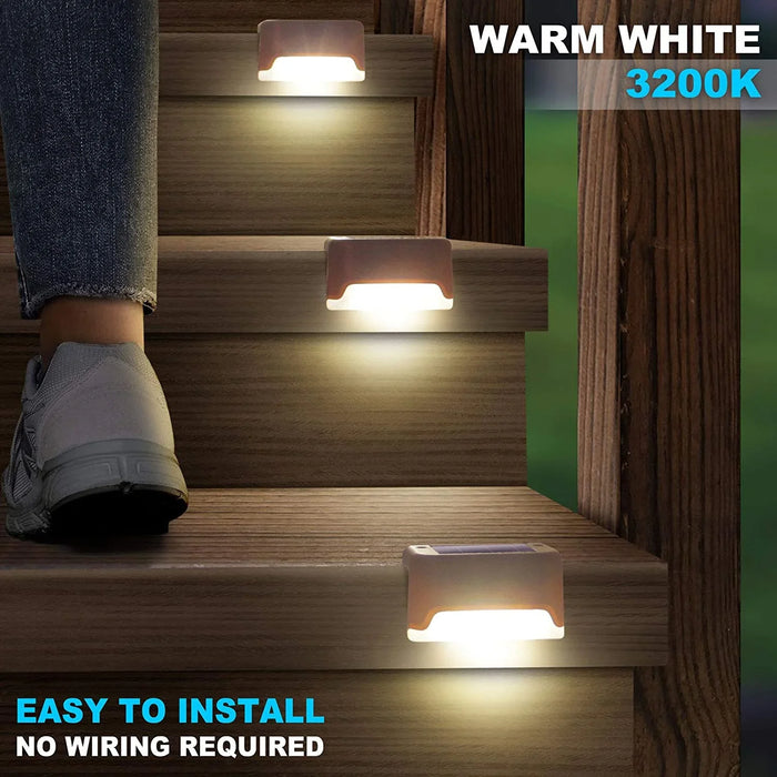 Luces exteriores con energía solar para terrazas de madera: luces LED impermeables para barandillas y escaleras, seleccionables de 1 a 20 unidades