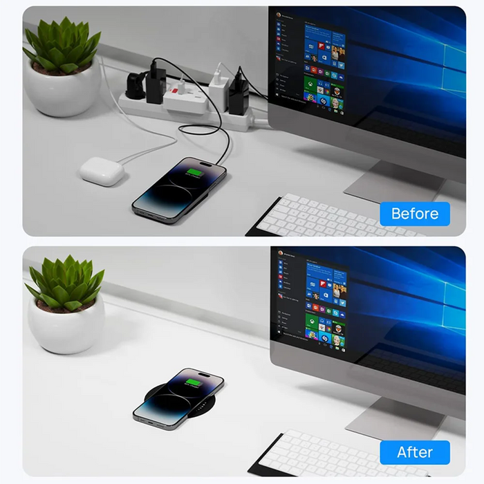 Cargador de inducción de mesa, Base de carga inalámbrica Qi Invisible, cargador inalámbrico de escritorio integrado, larga distancia de 10mm para IOS y Android