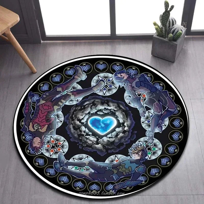 Tapis rond à motif de dessin animé Kingdom Hearts pour la maison, tapis de sol antidérapant pour salon, salle de bain et cuisine