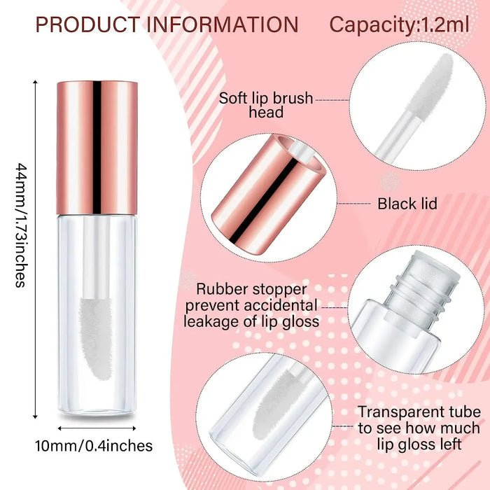 100er-Pack Mini-Lipgloss-Behälter mit Applikator – wiederverwendbar für DIY-Kosmetik (1,2 ml)