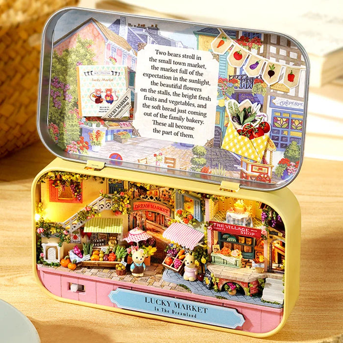 Maison de poupée en bois bricolage-maison Miniature de théâtre de boîte amusante faite à la main, Kit de construction de maison de poupée mignonne, jouets en bois pour les filles