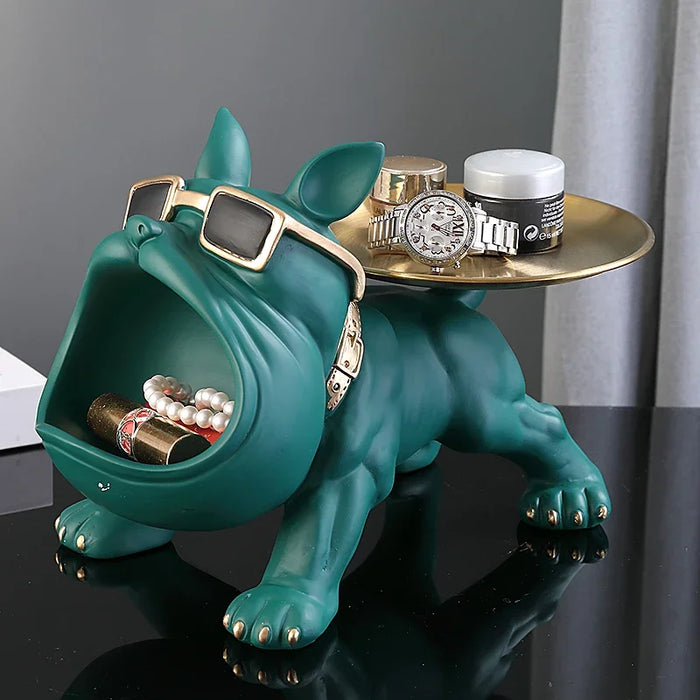 Elegante estante de almacenamiento y llaves Bulldog: decoración multifuncional con estilo