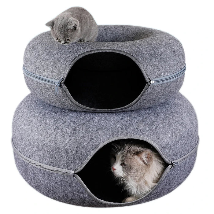 Donut Cat Bed Interactive Cat Tunnel Play Opportunity Dual Use Indoor Cat Equipment Cat Training Toy Cat House