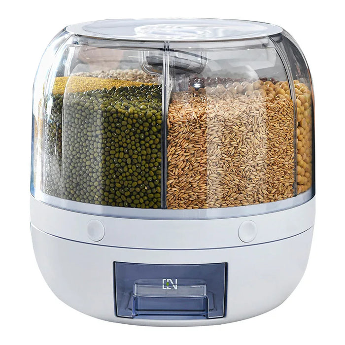 Rotating Sealed Container for Dry Goods - Moisture Resistant Dispenser for the Kitchen