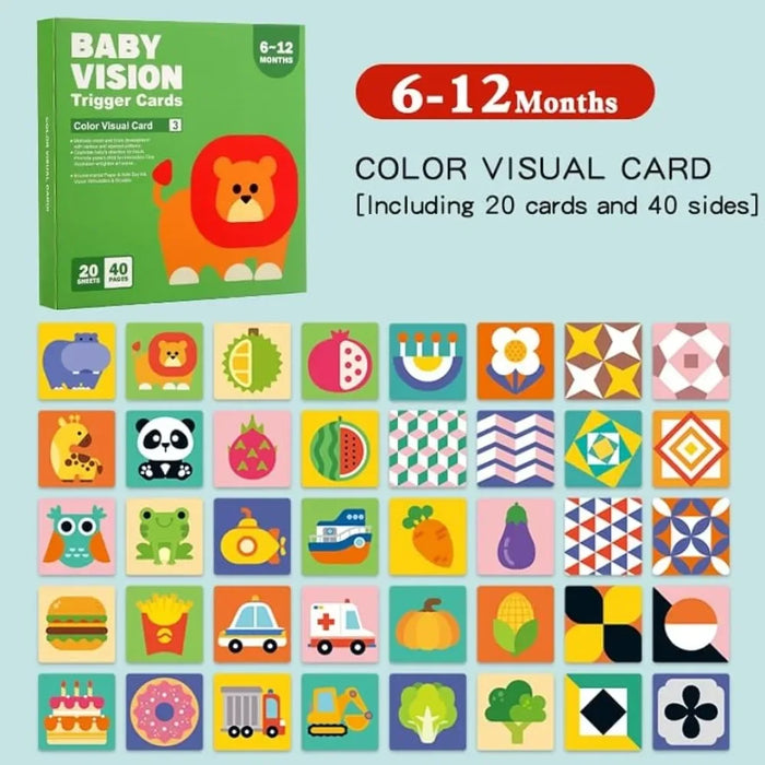 Tarjetas de estimulación visual Montessori para bebés de 0 a 12 meses en blanco y negro: tarjetas de contraste para estimular el aprendizaje visual de los recién nacidos