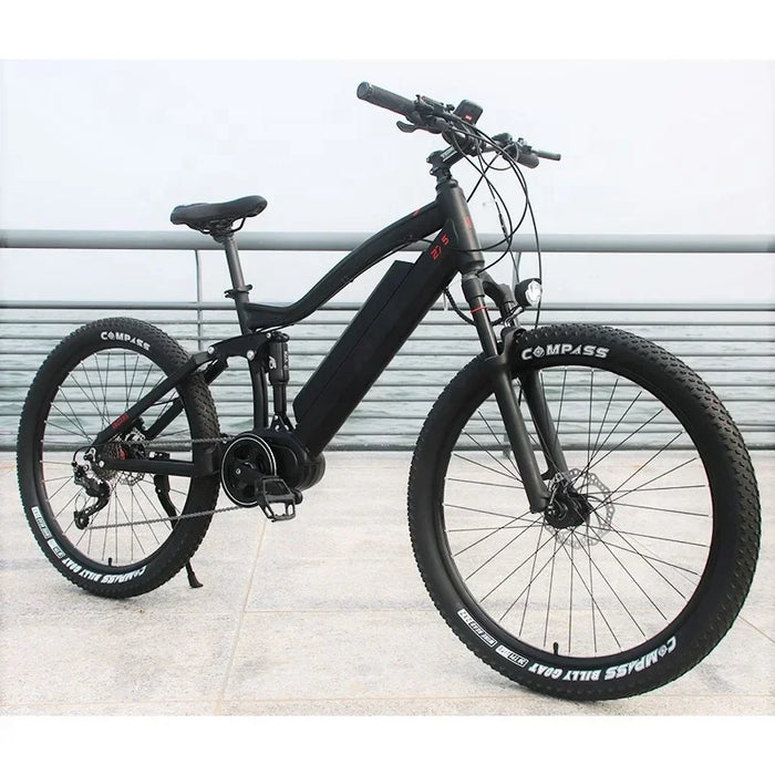 Vélo électrique XOFO 27,5 pouces avec moteur 1000 W et batterie longue durée 48 V 17 Ah – VTT électrique avec moteur central et freins hydrauliques