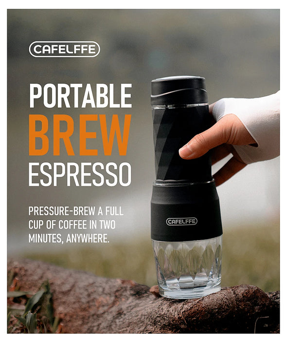 Cafelffe Cafetera portátil 3 en 1 para agua fría/caliente - Cafetera espresso manual para cápsulas y café molido para senderismo y viajes