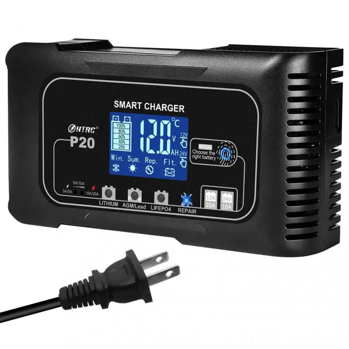 HTRC P20/P15/P10 12 V-24 V chargeur de batterie de voiture LCD réparation automatique d'impulsion charge pour Lifepo4 AGM chargeur de batterie au Lithium au plomb