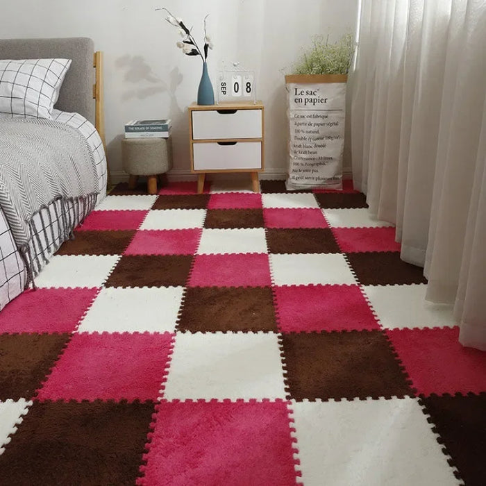 Tapis patchwork doux 30x30 cm - Intérieur élégant de chambre et de salon